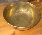 Large Vintage Asian Carved Brass Bowl Engraved Floral Birds