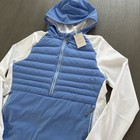 Peter Millar Hooded Merge Hybrid 1 2 Zip Jacket Sz M Blue White Golf Nwt  250