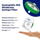 10 100pcs Sterile Syringe Filter Pes Membrane 0 22um Pore Size  33mm Individual