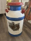 Vintage Large Steel 10 Gallon Farmhouse Dairy Metal Milk Can With Lid Mint 