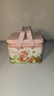 Vintage 1982 Strawberry Shortcake Metal Lunch Box Trinket Box Picnic Basket Tin