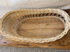 Vintage Baby Doll Moses Wicker Basket Bassinet Wood Base Open Lattice