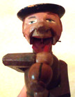 Vtg Hand Carved Wood Wine Bottle Stopper Moving Drinking Man German   Fx