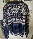 Vintage Tronderstua Hand Knit Nordic Reindeer Cardigan 100  Wool Oslo Norway L