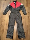 Descente Ski Suit One Piece Snowsuit Snow Bib Full Zip 1980s Vintage Mens Small