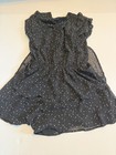 Altar d State Speckled Romper S Black white V-neck Puff Sleeve Tie Waist