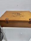 Vintage Poker Set With Dice   Hinged Wooden Box 6 3 4 x8 1 2  1990 s