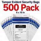 500 Pack 6x10 Tamper Evident Security Deposit Bags Cash Checks Documents Serial
