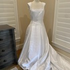 Nwt L amour Wedding Dress White Beads Rhinestones Cap Sleeves Square Neckline 14