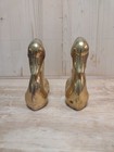 Vintage Brass Swan Bookends Hollywood Regency Book Ends Brass Animal Art Deco