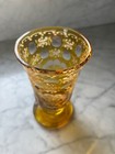 Antique 19th Century Bohemian Amber Glass Vase Flashed    Engraved  5 1 2   h