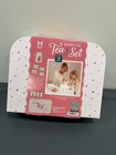 Members Mark Bunny Tin Tea Set 18 Piece Kids Pretend Play Pink Teapot Cups New