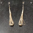 Vintage 9-strand Liquid Silver Dangle Earrings Sterling 925 Native 4 8g