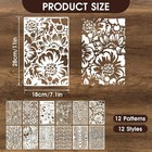 12pcs Mixed Media Stencils For Crafts  Reusable Stencils For Painting  Wood Grai
