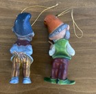 2 Vintage Elf Ornaments Elves Pixie Dwarf Gnome Christmas Hong Kong 2 75  H