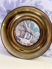 Vintage Solid Brass Plate Foil Art Scenery Made In England Mcm Hanging Wall Art