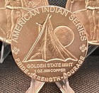 Lot Of  5 - 1 Oz  999 Fine Copper Round - American Indian Series - Oregon Trail