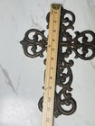 Ornate Cast Iron Style Wall Cross Rustic Bronze Gold Gothic Scrollwork 11 5   