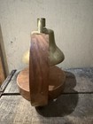Vintage Brass Nautical Desk Bell W  Wood Stand Maritime Ship Style 9    Tall