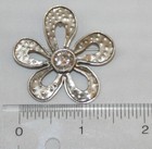 Silpada Sterling Silver Hammered Cz Flower Slider Pendant Brooch I1540