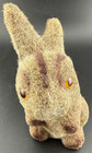 Vintage Fuzzy Flocked Easter Bunny Rabbit Figure 3 3 4  Amber Glass Eyes