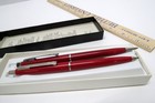 Vintage Double Heart Papermate Pen   Pencil Set  Red   1979  In Box