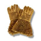 Vintage Shearling Bear Skin Gloves Leather Palm Old West Trapper Cowboy Style