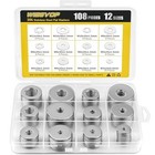 108pcs 304 Stainless Steel Flat Washers  Fender Washers Assortment Kit 12 Sizes