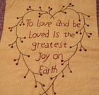Primitive Country Stitchery Red Check To Love And Be Loved