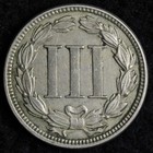 1865 Three 3 Cent Nickel Piece Au   E172 Kzmr