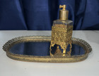 Vintage Vanity Filigree Perfume Bottle   9 mirror Tray Set Hollywood Regency