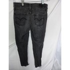 Levis 711 Skinny Jeans Womens Black Distressed Ripped Knee Raw Hem Denim
