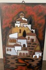 Handmade Hand Painted Greek Village Ceramic Tile Wall Art Greece 4  X 8 