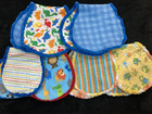 Baby-flannel Burp Cloths Contoured Soft Double Layer Handmade 3 Sets  6 Total 