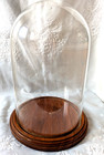 Vintage Glass Dome Cloche Bell Display Case Wooden Base Large 13 tall X 9 