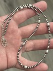 Sterling Silver 3mm 17      Ext Navajo Pearl Tube Melon Beaded Necklace  925