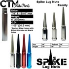 32pc 6  Tall Chrome M14x1 5 Xl Spike Lug Nut key Fit Chevy Silverado 8-lug Truck
