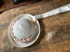 Vintage Childs 1930   s 1940   s White Pink Floral Millinery Easter Flower Girl Hat