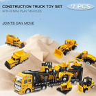 Construction Truck Toy Die-cast Play Vehicle Set With 6pcs Mini Crane Mixer Dump