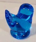 Vtg Lot Of 2 Blue Bird Glass Bluebird Happiness Leo Ward 1997 Blown Handmade 