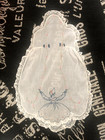 Vtg Victorian Handmade Pinafore Apron White Cotton Embroidered Southern Belle