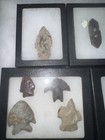 Lot Of 8 Cased Native American Arrowheads Points Drilled Gorget