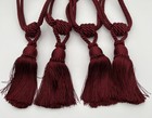 4 Curtain Tie Backs Hold Backs W Tassel Burgundy Rope Cord Drapery Nice Quality