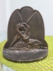 Antique 1928 Bronze  cupid And Psyche  Bookends Art Deco Classical Relief