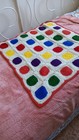 Handmade Crocheted Afghan Granny Square Circles Primary Colors