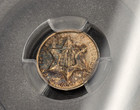 Rainbow Toned 1859 Three Cent Silver Piece Rare Us Coin Pcgs Ms64