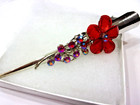 Fashion Hair Clips Floral Metal 4 5  Alligator Rhinestone Flower Red