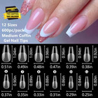 600pc Coffin Fake Nail Tips Clear Press On Nails Medium  Full Cover Gel Nail Tip