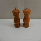 Vintage Mr  Dudley Wooden Salt Shaker And Pepper Grinder 7    Set Mcm