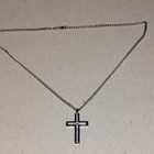 Silver Cross Charm Pendant Necklace Box Chain Lobster Closure Religious